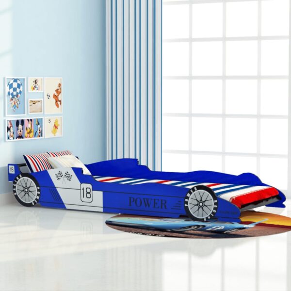 Cama carro de corrida para crianças 90x200 cm azul