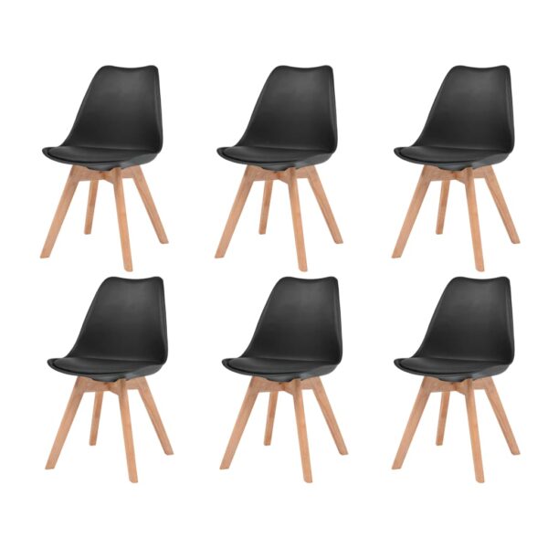 Cadeiras de jantar 6 pcs couro artificial preto