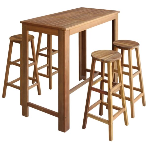 Conjunto mesa e bancos de bar 5 pcs madeira de acácia maciça