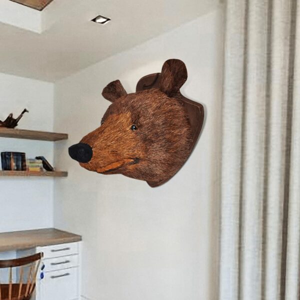 Cabeça de urso, montagem na parede, decoração natural