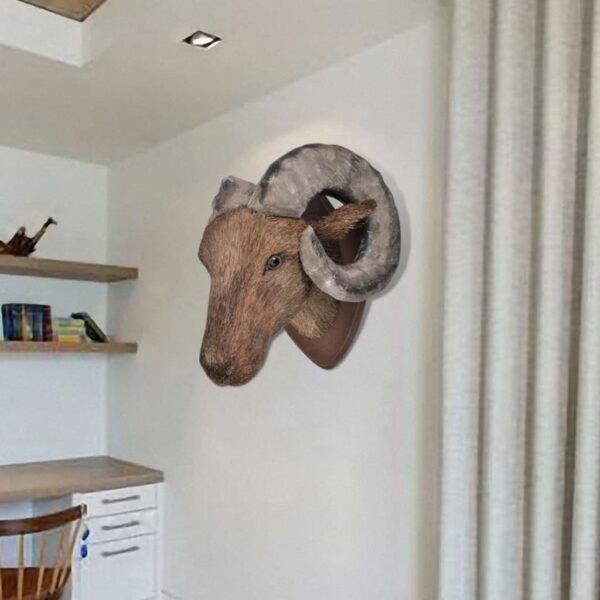 Cabeça de carneiro, montagem na parede, decoração natural