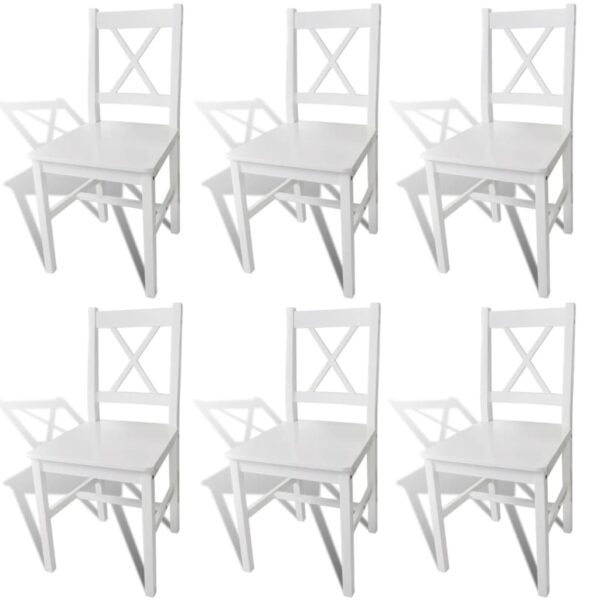 Cadeiras de jantar 6 pcs madeira de pinho branco