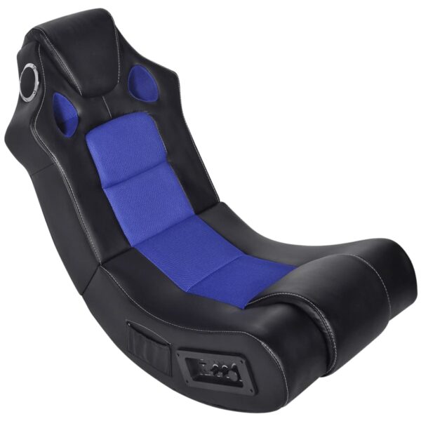 Cadeira de balanço musical de couro artificial preto azul