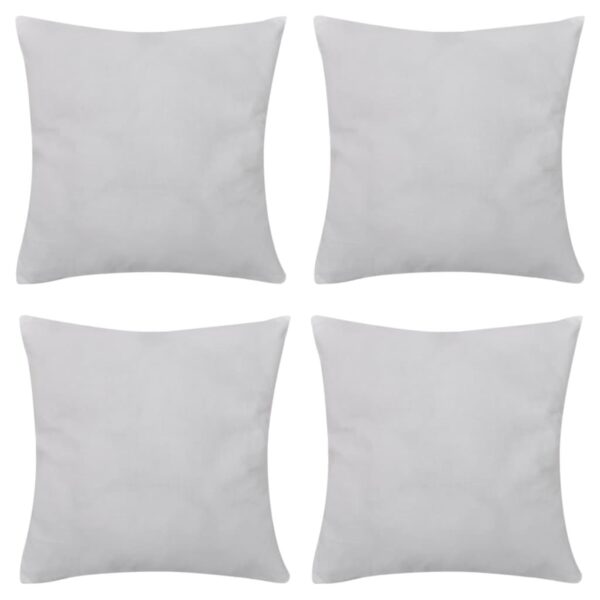 130901 4 White Cushion Covers Cotton 40 x 40 cm