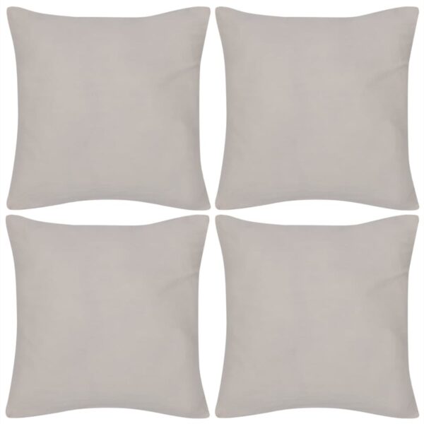 130912 4 Beige Cushion Covers Cotton 80 x 80 cm