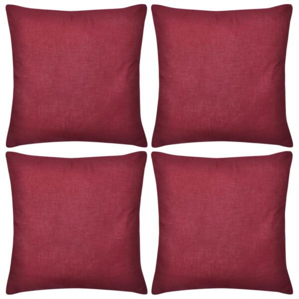 130933 4 Burgundy Cushion Covers Cotton 80 x 80 cm