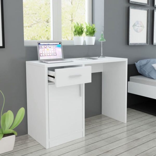 Mesa com gaveta e armário 100x40x73 cm branca
