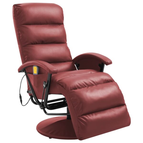 Cadeira de massagens reclinável couro artificial vermelho tinto
