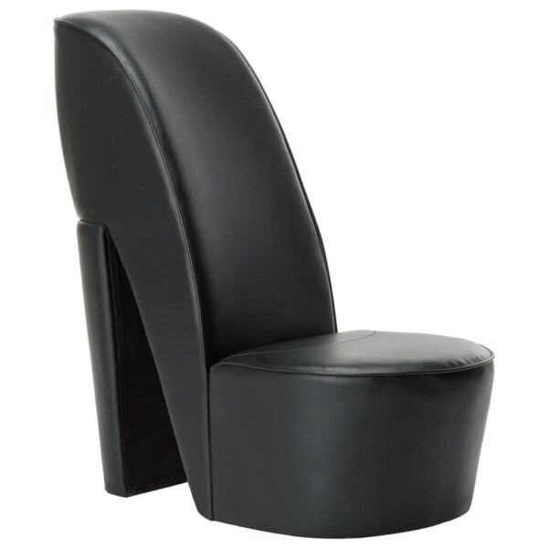 Cadeira estilo sapato de salto alto couro artificial preto