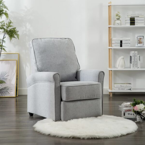 Cadeira de TV reclinável tecido cinzento-claro