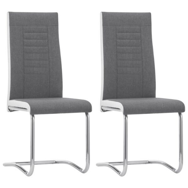 Cadeiras de jantar cantilever 2 pcs tecido cinzento-escuro