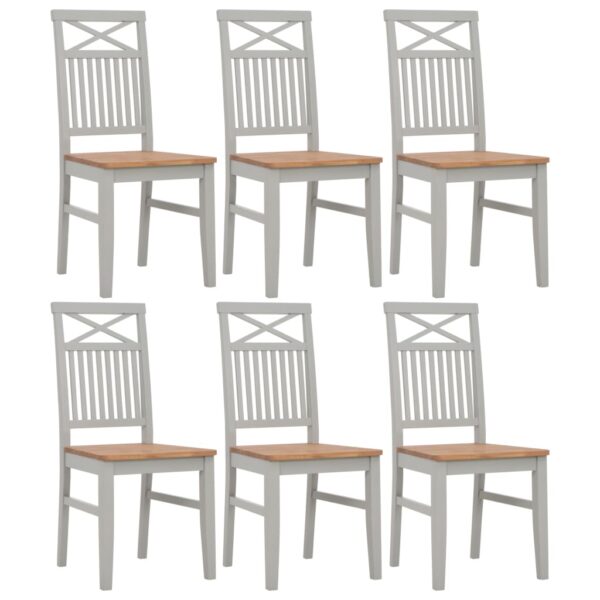 Cadeiras de jantar 6 pcs madeira de carvalho maciça cinzento