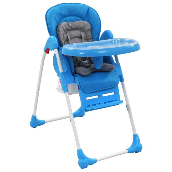 Cadeira de refeição para bebé azul e cinzento