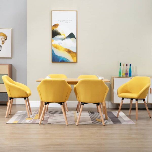 Cadeiras de jantar 6 pcs tecido amarelo