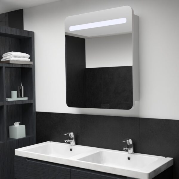 Armário espelhado para casa de banho com LED 68x9x80 cm