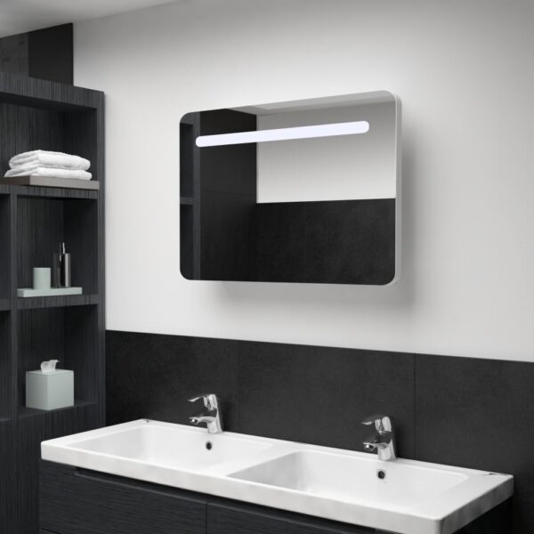 Armário espelhado para casa de banho com LED 80x9,5x55 cm