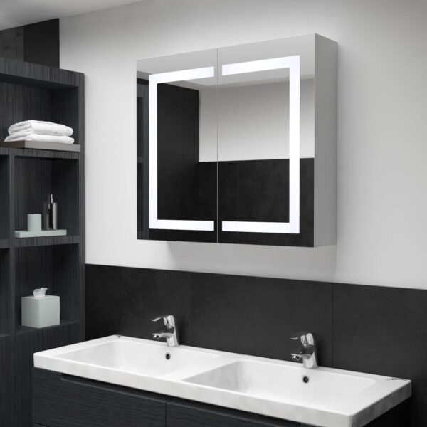 Armário espelhado para casa de banho com LED 80x12,2x68 cm