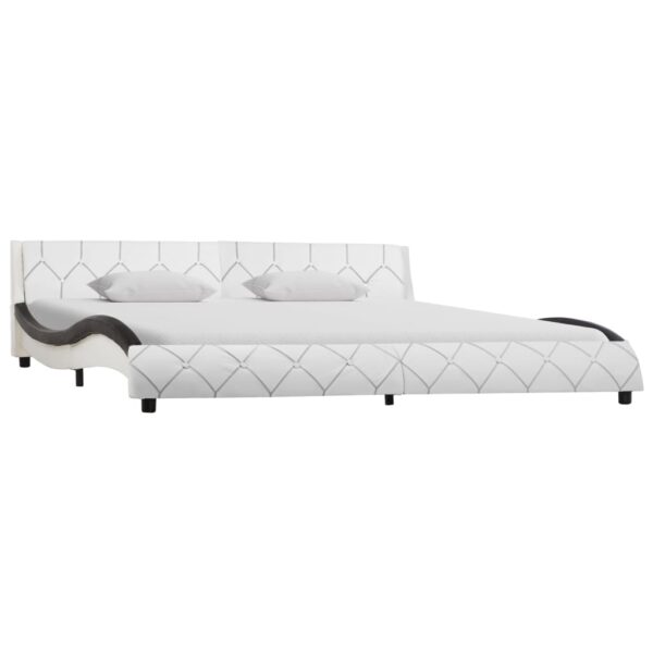 Estrutura de cama 180x200 cm couro artificial branco e preto