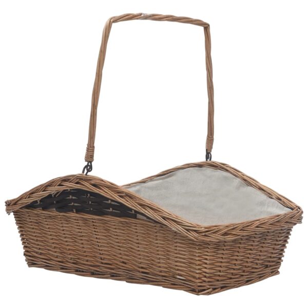 286989  Firewood Basket with Handle 61,5x46,5x58 cm Brown Willow
