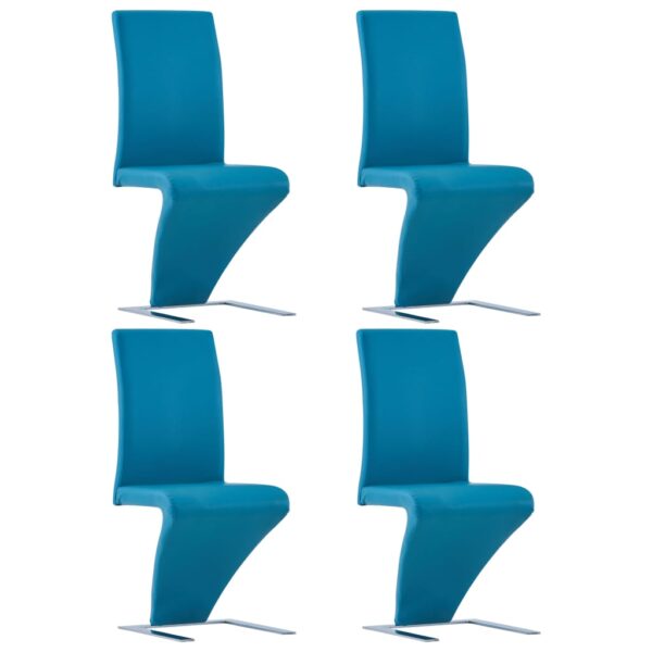 Cadeiras de jantar ziguezague 4 pcs couro artificial azul