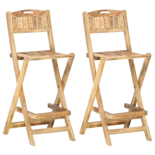 Cadeiras bar exterior dobráveis 2 pcs madeira mangueira maciça