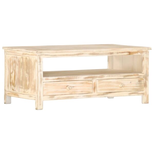 Mesa de centro 90x50x40 cm madeira de mangueira maciça branco
