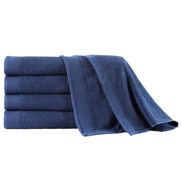Conj. toalhas banho 5 pcs algodão 450 g 100x150 cm azul-marinho