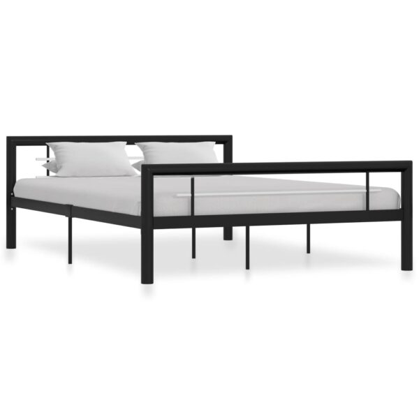 Estrutura de cama 140x200 cm metal preto e branco