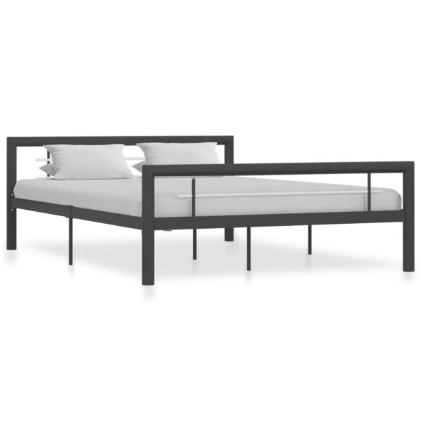 Estrutura de cama 140x200 cm metal cinzento e branco