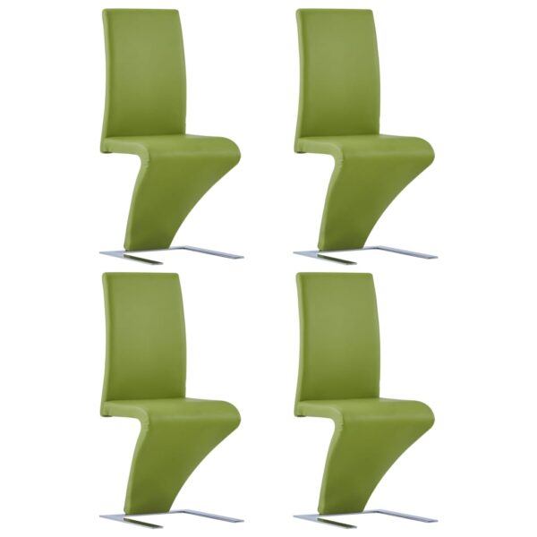 Cadeiras de jantar em ziguezague 4 pcs couro artificial verde