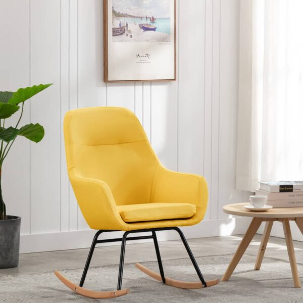 Cadeira de baloiço tecido amarelo mostarda