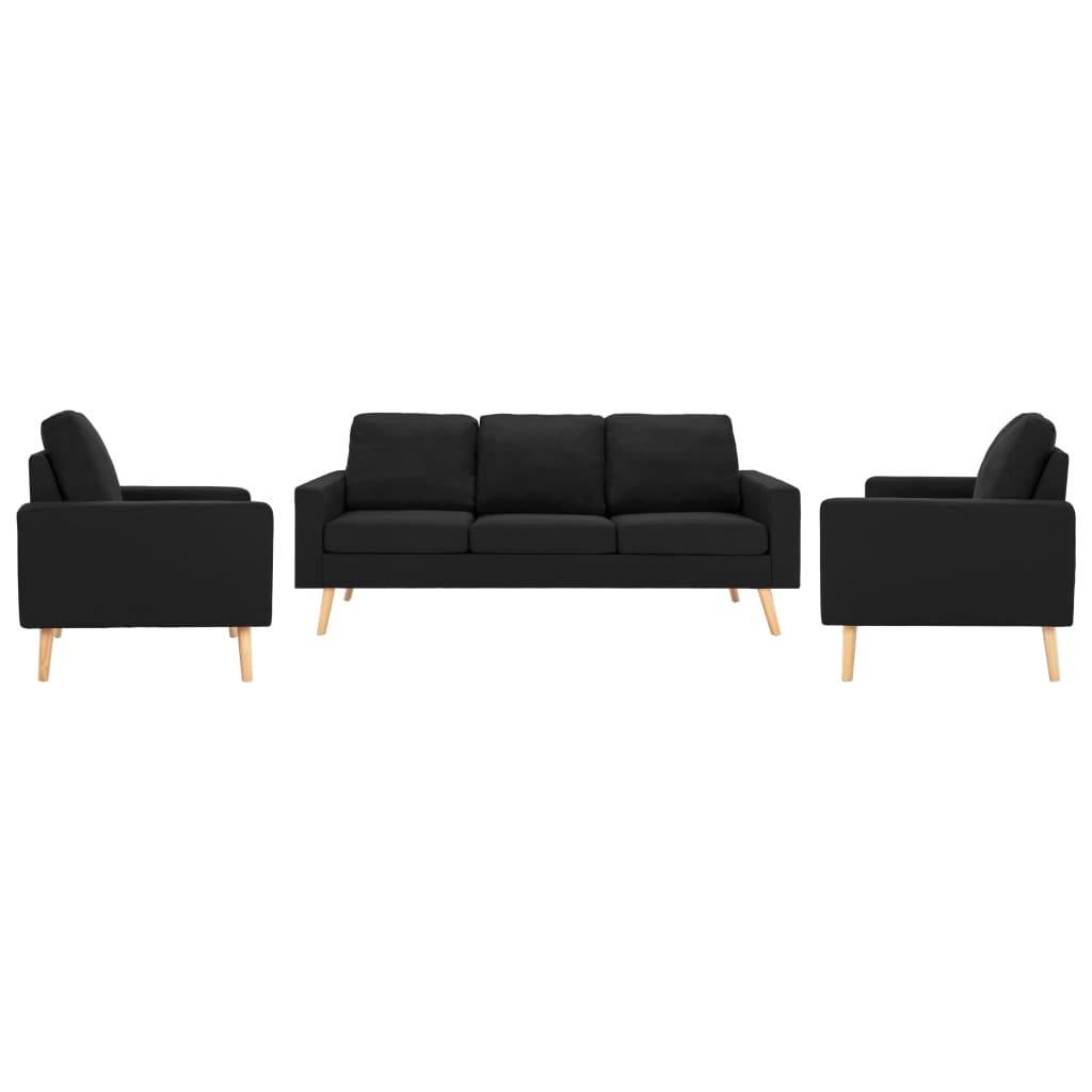3 pcs conjunto de sofás tecido preto