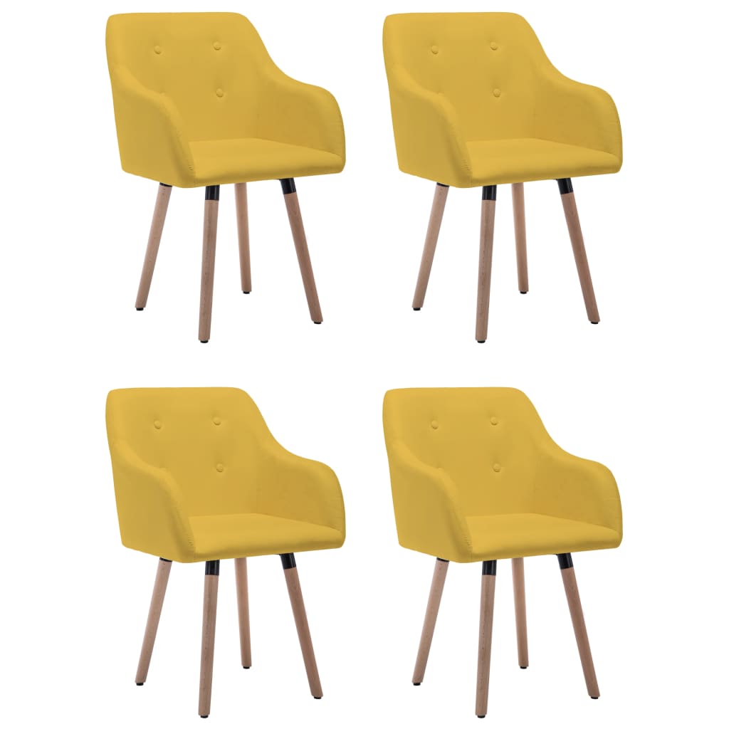 Cadeiras de jantar 4 pcs tecido amarelo mostarda