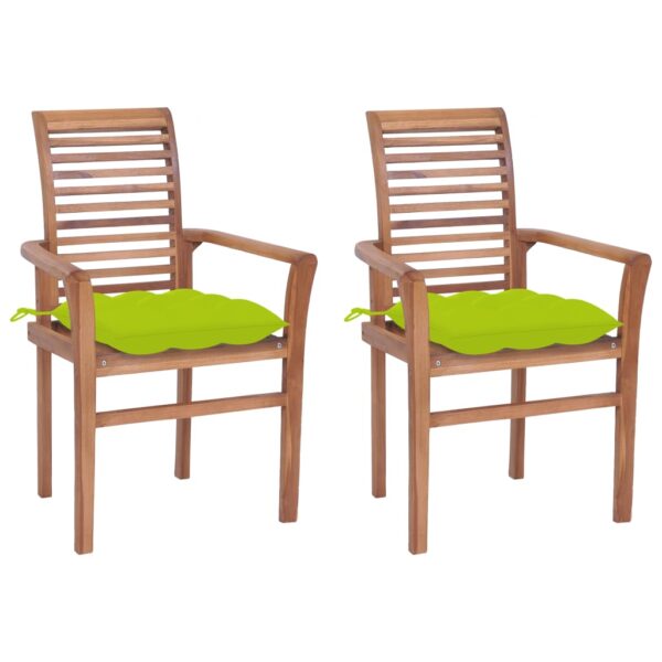 Cadeiras jantar c/ almofadões verde brilhante 2 pcs teca maciça