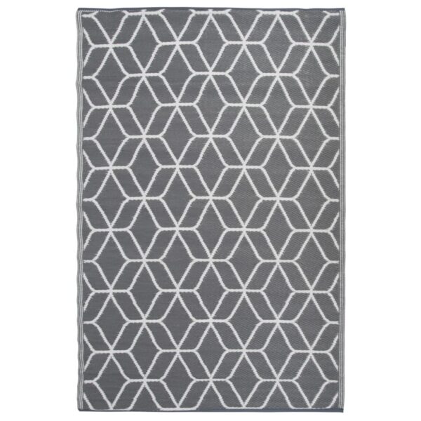 Esschert Design Tapete de exterior 180x121 cm cinzento e branco OC25