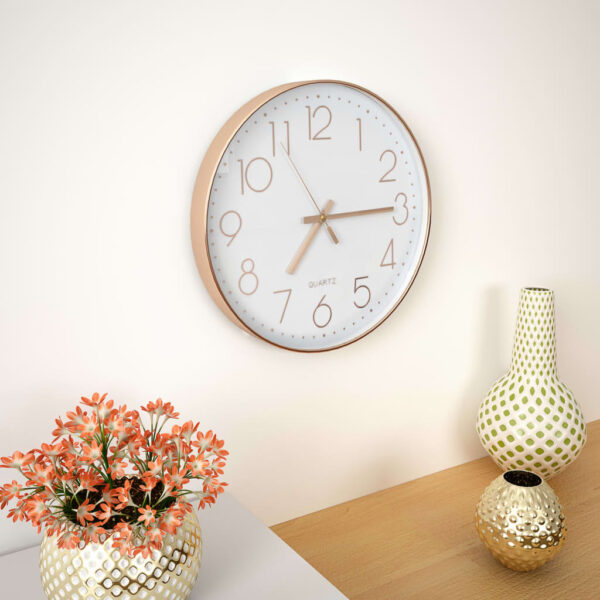Relógio de parede 30 cm rosa dourado