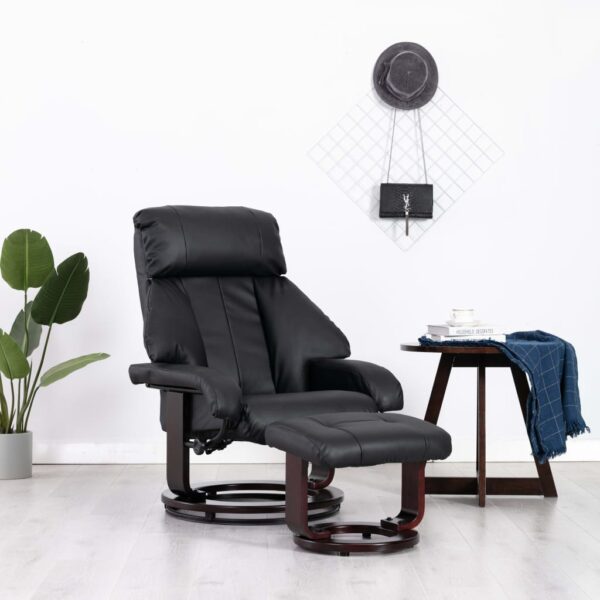 Cadeira de TV reclinável c/ apoio de pés couro artificial preto