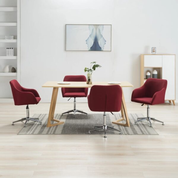 Cadeiras de jantar giratórias 4 pcs tecido vermelho tinto