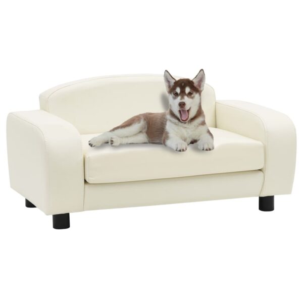 Sofá para cães 80x50x40 cm couro artificial branco nata