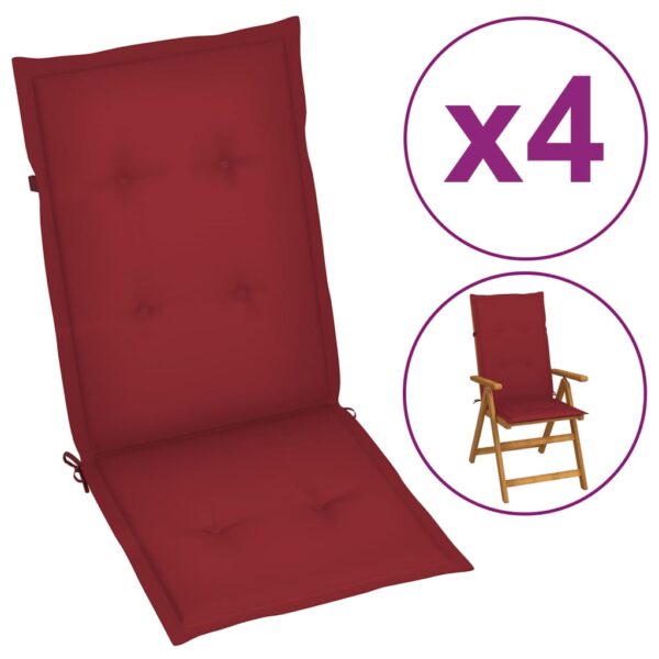 Almofadões p/ cadeiras jardim 4 pcs 120x50x3cm vermelho tinto