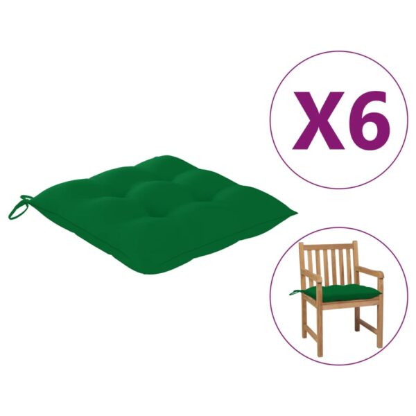 Almofadões de cadeira 6 pcs 50x50x7 cm tecido verde