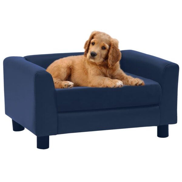 Sofá para cão 60x43x30 cm pelúcia/couro artificial azul