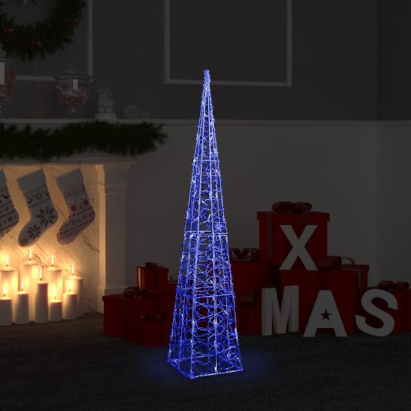 Cone de iluminação decorat. c/ LEDs azuis acrílico 120 cm