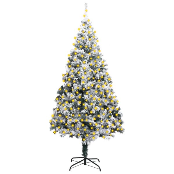 Árvore de Natal artificial com luzes LED/neve 300 cm PVC verde