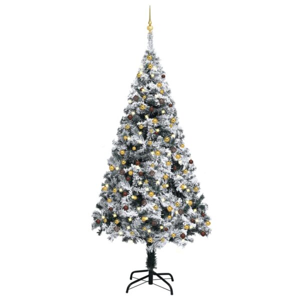Árvore de Natal artificial c/ luzes LED e bolas 210cm PVC verde