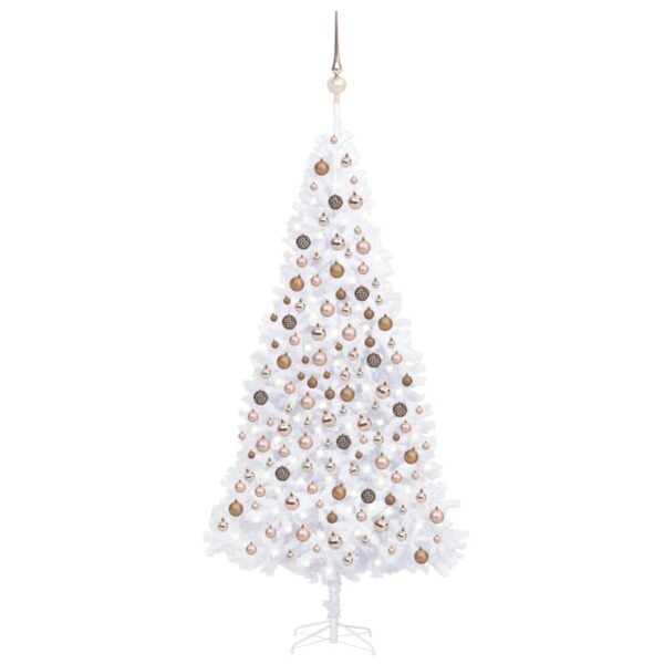 Árvore de Natal artificial com luzes LED e bolas 300 cm branco