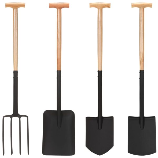 Conjunto de ferramentas de jardim 4 pcs pega em T aço e madeira