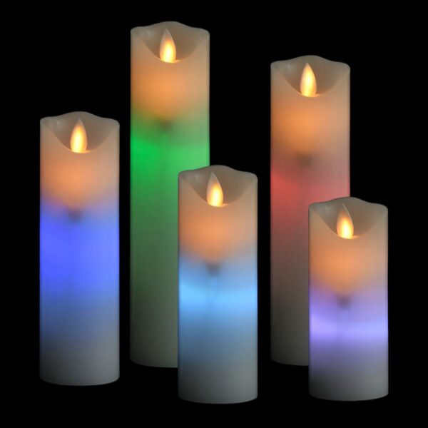 5 pcs conjunto de velas LED c/ controlo remoto colorido