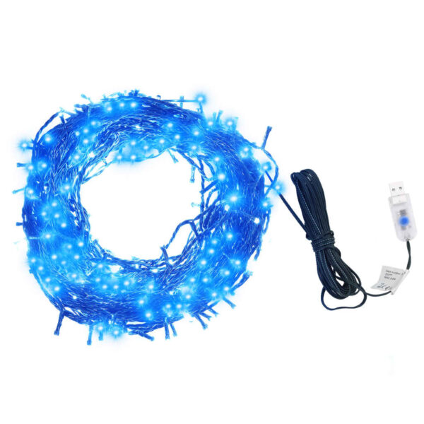 Cordão de luzes com 150 LEDs 15 m PVC azul