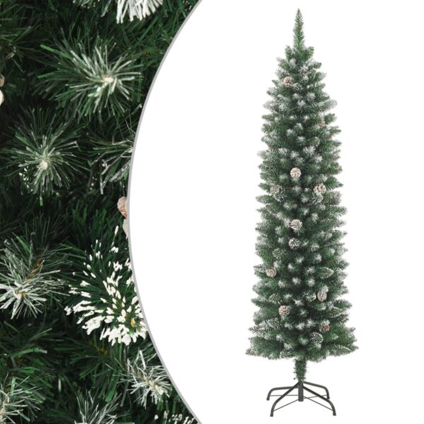 Árvore de Natal artificial fina com suporte PVC 150 cm